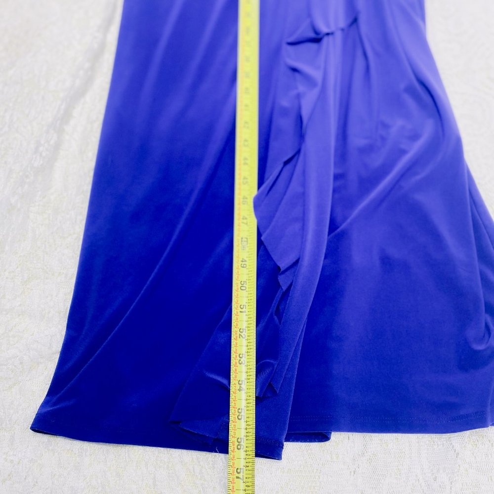 Women's Lauren Ralph Lauren Royal Blue V-neck Jersey Gown Petite Evenings Formal - Picture 13 of 14